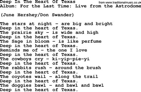 deep in the heart of texas lyrics